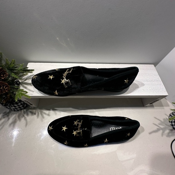Vaneli Black Velvet Gold Star Horse bit Flat Loafers - Picture 6 of 7